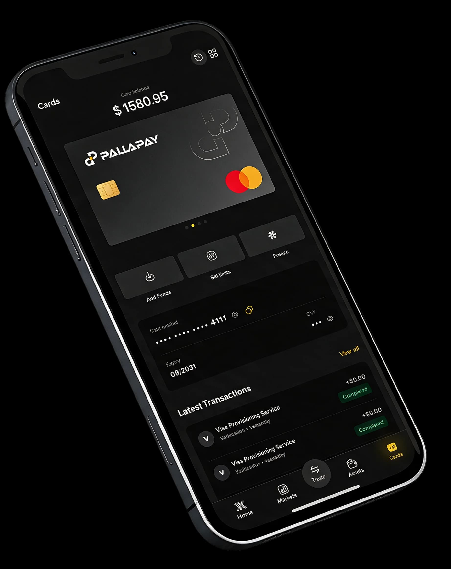Mobile app Cards screen