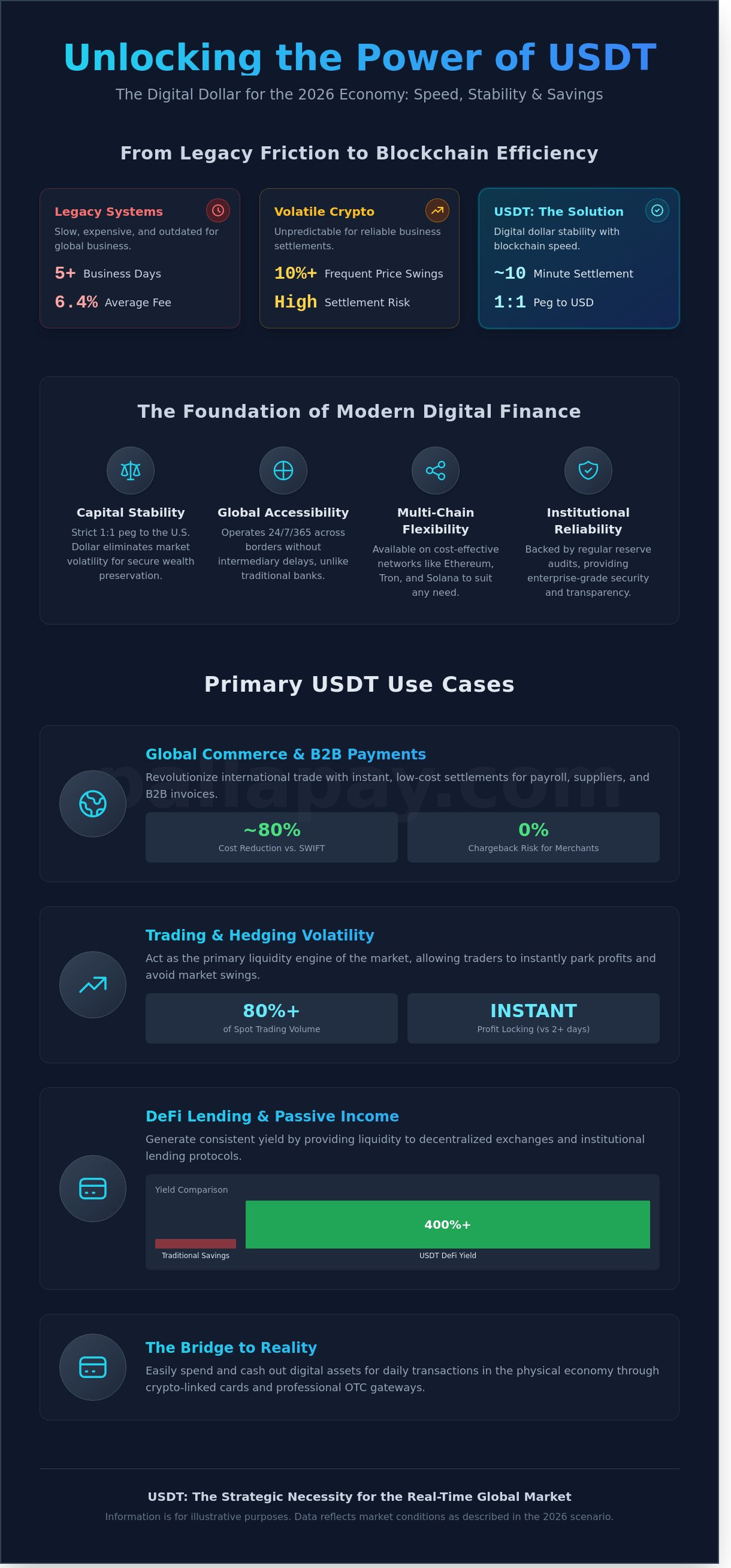 USDT Use Cases: 10 Practical Ways to Leverage Tether in 2026 - Infographic