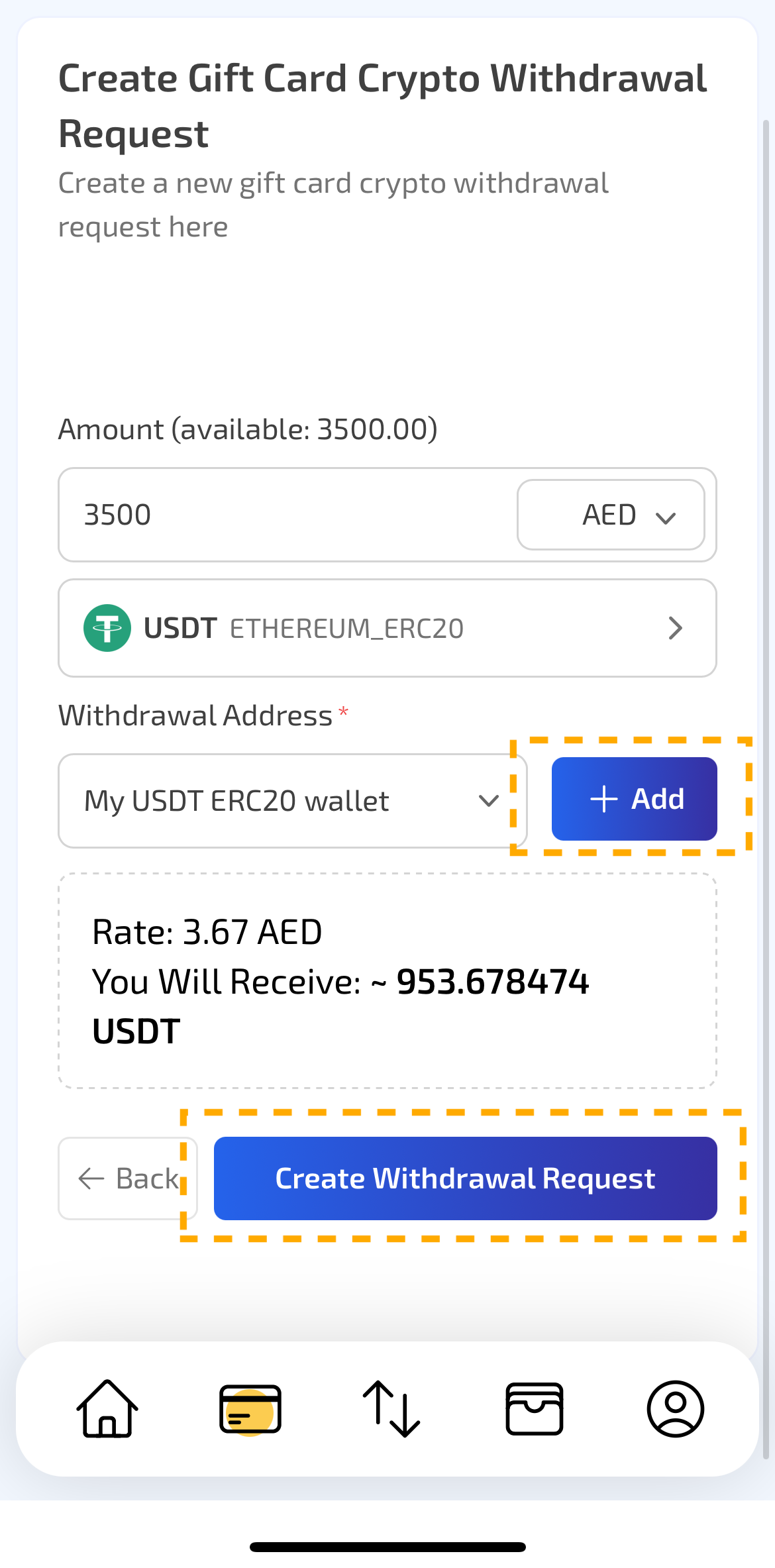 Create pallapay crypto withdrawal in application