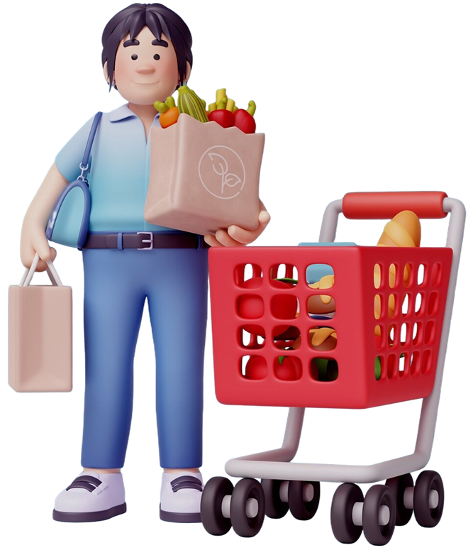 Buying geocery in store illustration